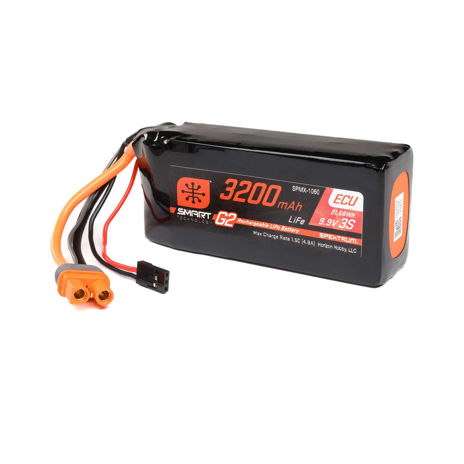 Spektrum 9.9V 3200mAh 3S 10C Smart G2 ECU LiFe Battery: IC3